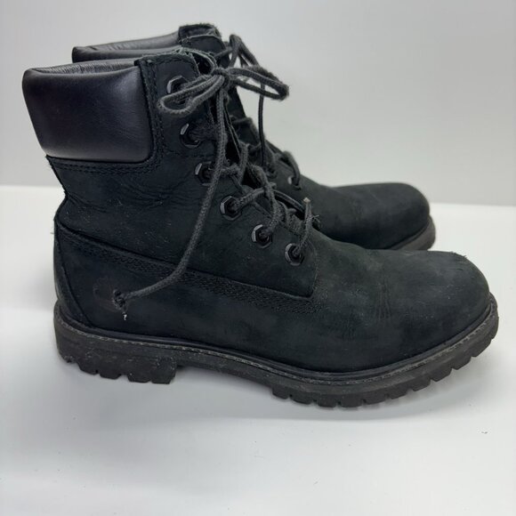 Timberland Womens Premium Black Nubuck 6" Waterproof Boots Sz 7M 8658A Insulated - Picture 1 of 16